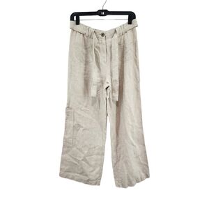 J. Jill Women's 100% Linen Tie Waist Wide Leg Pants Lagenlook- 8